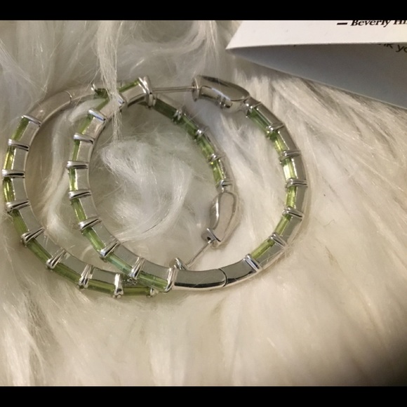 NEW RARE Victoria Weick Large Bagette NATURAL Gemstone Hoop Earrings - Picture 7 of 11